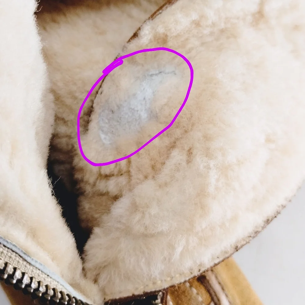 Cole‎ Haan Tall Boots Suede Sheep Shearling Zip Front - Picture 12 of 16